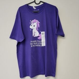 Teeturtle Unicorn You're a Figment of My Imagination T-shirt Purple L
